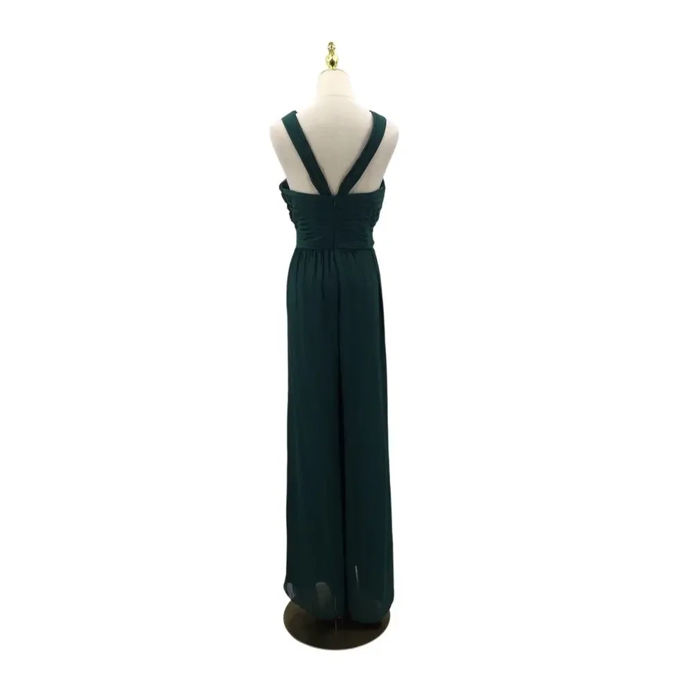 AW BRIDAL 6 S Dark Emerald Green Lorraine gala party wide leg jumpsuit NEW 0B10